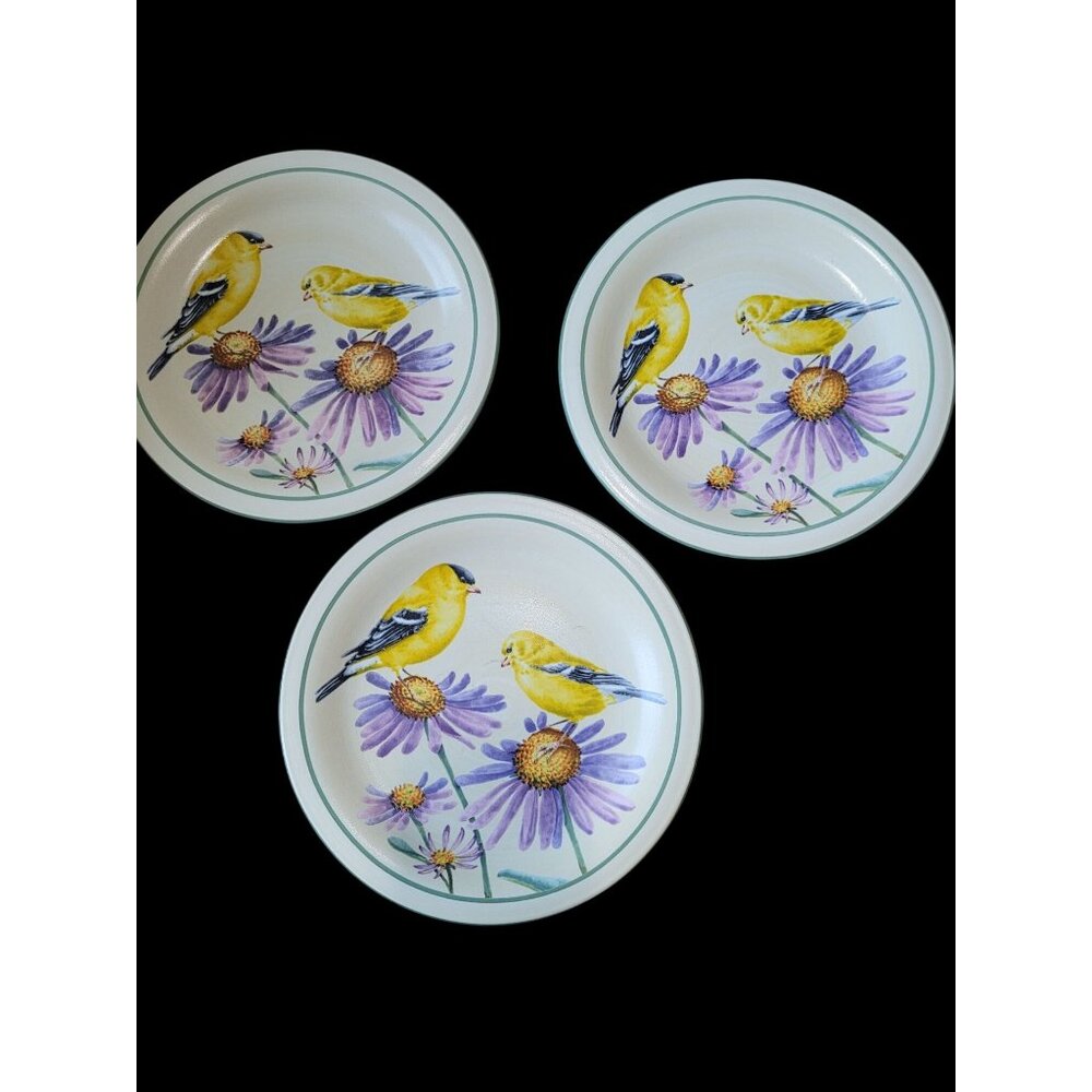 3 Lenox Summer Greetings Goldfinch Catherine McClund Salad Plates 8.5"